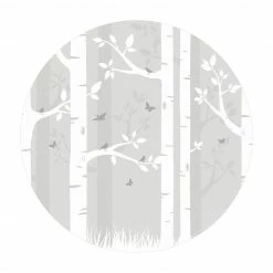 Bilderwelten Birkenwald mit Schmetterlingen und Vögel - 180 x 180 cm - Durchmesser: 180 cm