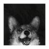 Bilderwelten Illustration Hund Corgi Schwarz Weiß - 180 x 180 cm - Durchmesser: 180 cm