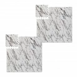 Relaxdays 18 x Bodenschutzmatte Fitness weiß-grau - Weiß - Schwarz