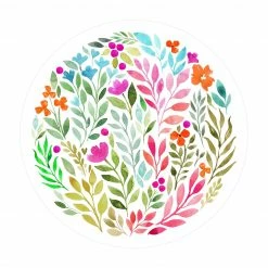 Bilderwelten Blumiges Aquarell im Kreis - 200 x 200 cm - Durchmesser: 200 cm