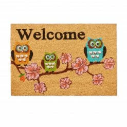 Relaxdays Fußmatte Kokos Welcome Eulen