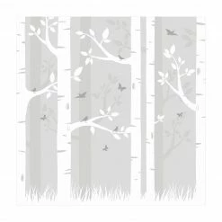 Bilderwelten Birkenwald mit Schmetterlingen und Vögel - 100 x 100 cm - Durchmesser: 100 cm