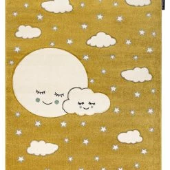 RugsX Kinderteppich PETIT MOON Sterne, Wolken - 80 x 150 cm