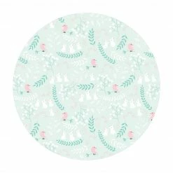 Bilderwelten Weiße Häschen und Rosane Vögel - 180 x 180 cm - Durchmesser: 180 cm