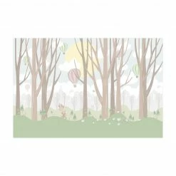 Bilderwelten Sonne mit Bäumen und Heißluftballons - 270 x 180 cm - Durchmesser: 180 cm