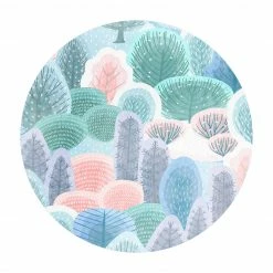 Bilderwelten Glücklicher Wald in Pastell - 100 x 100 cm - Durchmesser: 100 cm