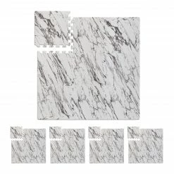 Relaxdays 45 x Bodenschutzmatte Fitness weiß-grau - Weiß - Schwarz