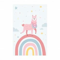Bilderwelten Lama auf Regenbogen mit Sternen - 40 x 60 cm - Durchmesser: 60 cm