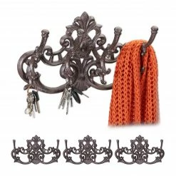 Relaxdays 4 x Garderobenleiste Vintage braun