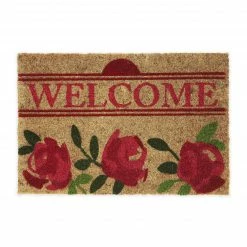 Relaxdays Fußmatte Kokos mit Rosen