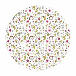 Bilderwelten Einhörner und Süßes in Gelb und Rot - 60 x 60 cm - Durchmesser: 60 cm