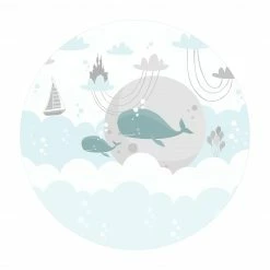 Bilderwelten Wolken mit Wal und Schloss - 40 x 40 cm - Durchmesser: 40 cm