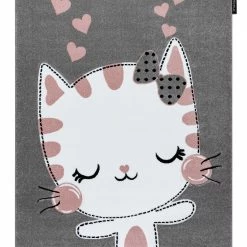 RugsX Kinderteppich PETIT KITTY KATZE grau - 140 x 190 cm