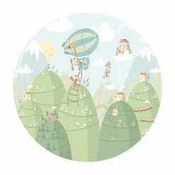 Bilderwelten Wald mit Häusern und Tieren - 80 x 80 cm - Durchmesser: 80 cm