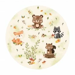 Bilderwelten Waldtiere Herbst Fuchs Bär Eichhörnchen - 180 x 180 cm - Durchmesser: 180 cm
