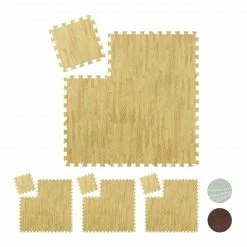 Relaxdays 36 x Bodenschutzmatte Holzoptik natur - Braun