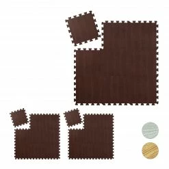 Relaxdays 27 x Bodenschutzmatte Holzoptik braun