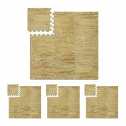 Relaxdays 36 x Bodenschutzmatte Fitness beige - Beige - Braun