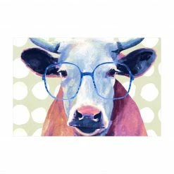 Bilderwelten Bebrillte Tiere - Kuh - 120 x 80 cm - Durchmesser: 80 cm