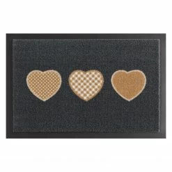Hanse Home Schmutzfangmatte Herzen - Kunstfaser - Schwarz / Beige
