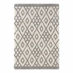 Mint Rugs Hochflorteppich Chess - Kunstfaser - Creme / Anthrazit