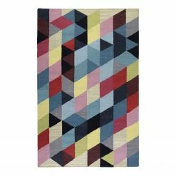 Esprit Home Teppich Rainbow Triangle Kelim - handgewebt - Baumwollstoff - Mehrfarbig - 130 x 190 cm