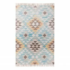 Tom Tailor Teppich Vintage Classic Kelim - (handgewebt) - Mischgewebe - Türkis / Braun - 140 x 200 cm