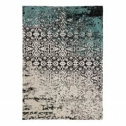 Ars manufacti Vintage-Teppich Agne - Mischgewebe - Cremeweiß / Petrol